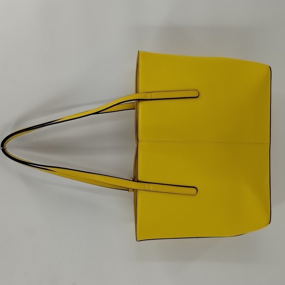 Bostonten shoulder bag yellow double straps zip top large vegan leather - Picture 4 of 12